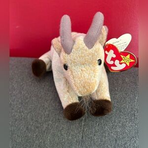 Ty Plush Goat with Tan Marled Fur and Brown Accents